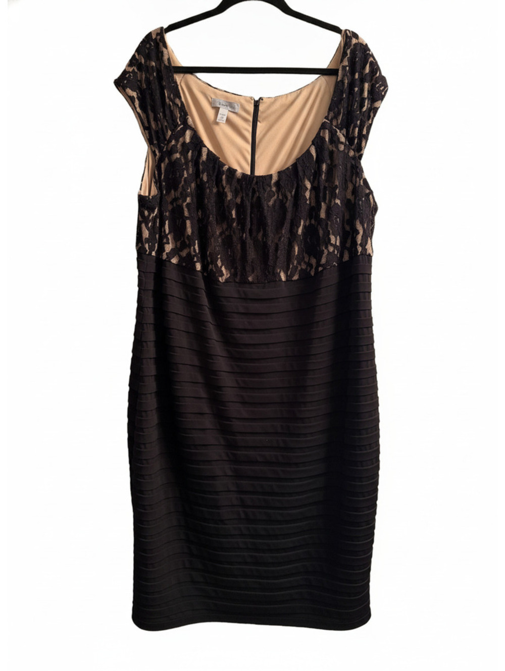 Dressbarn Women's Black Lace and Pleated Dress Size 22